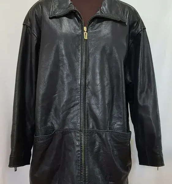 Pelle Pelle Black Leather Full Zip Coat, pellepelle.us