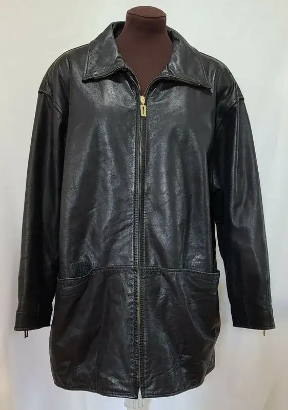 Pelle Pelle Black Leather Full Zip Coat, pellepelle.us