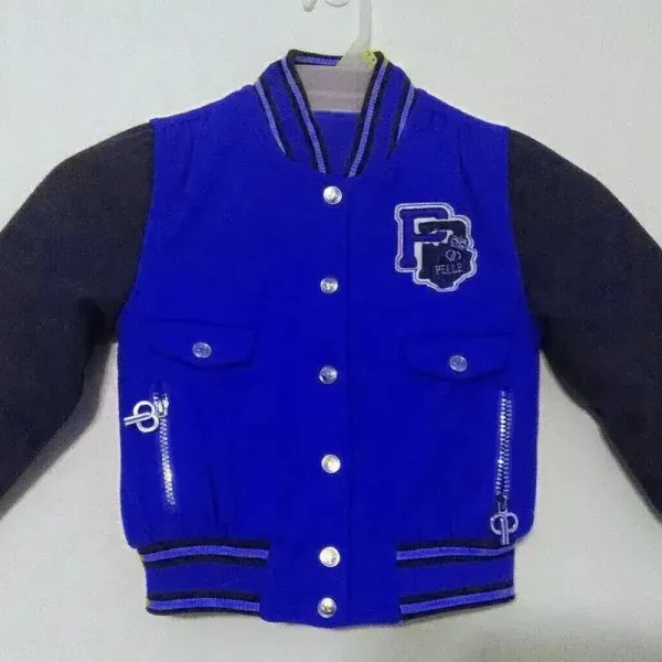 Pelle Pelle Kids Dark Blue Varsity Wool Jacket, pellepelle.us