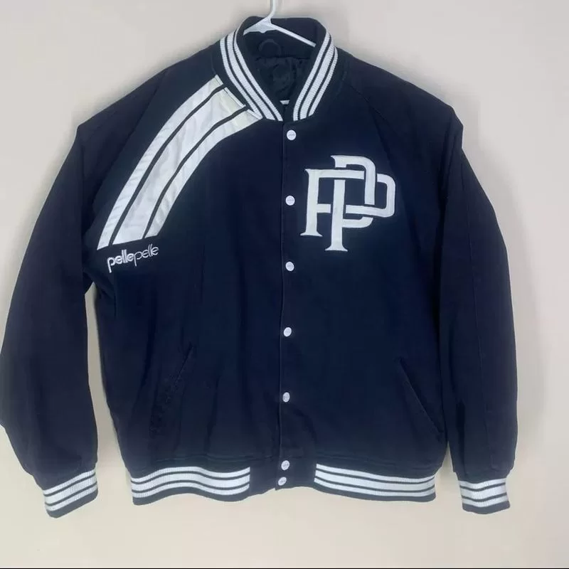 Pelle Pelle Blue Vintage Varsity Jacket, pellepelle.us