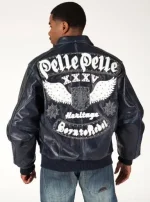 Pelle Pelle Born to Rebel Navy Abrasion Mens Jacket