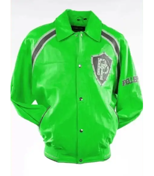 Pelle Pelle Bright Green Varsity Jacket, pellepelle.us