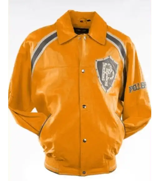 Pelle Pelle Bright Orange Varsity Jacket, pellepelle.us