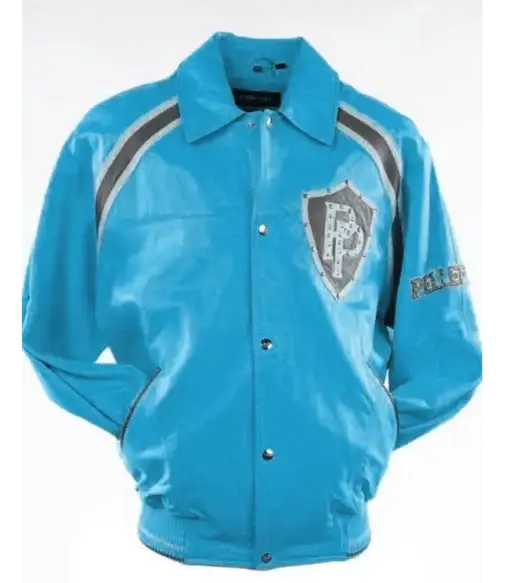 Pelle Pelle Bright Turquoise Varsity Jacket, pellepelle.us