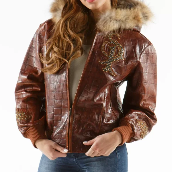 Pelle Pelle Brown Royal Fur Hood Leather Jacket pellepelle.us