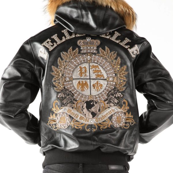 Pelle Pelle Fur Hooded Black Leather Jacket, pellepelle.us