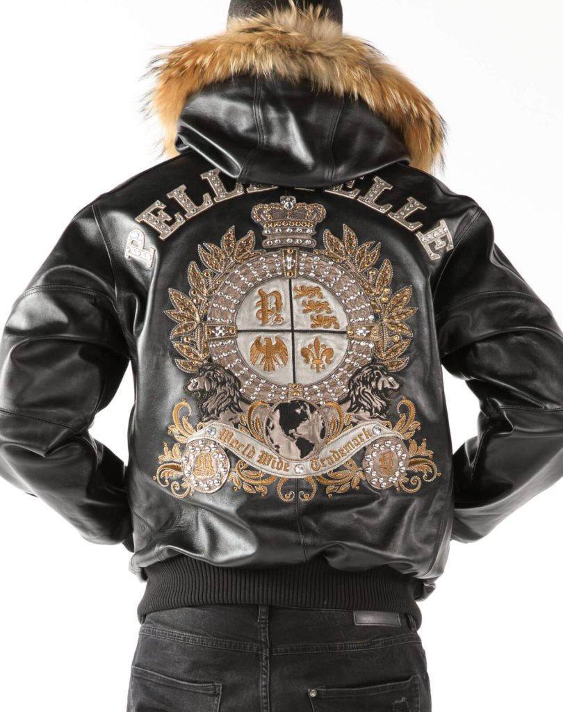 Pelle Pelle Fur Hooded Black Leather Jacket, pellepelle.us