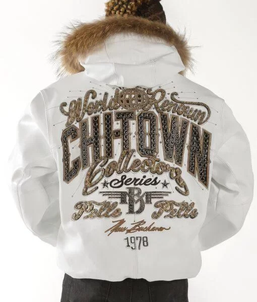 Pelle Pelle Chi-town Fur Collar White Jacket, pellepelle.us