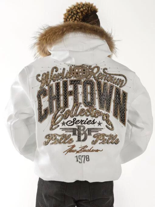 Pelle Pelle Chi-town Fur Collar White Jacket, pellepelle.us