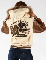 Pelle Pelle Cream Color Fur Hooded Wool Jacket