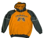 Pelle Pelle Denim Co Mens Orange Black Pullover Hoodie, pellepelle.us