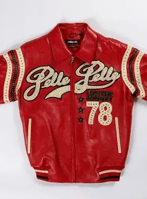 Pelle Pelle Red Varsity Leather Jacket, pellepelle.us