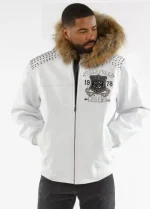 Pelle Pelle Freecrack White Fur Hood Leather Jacket