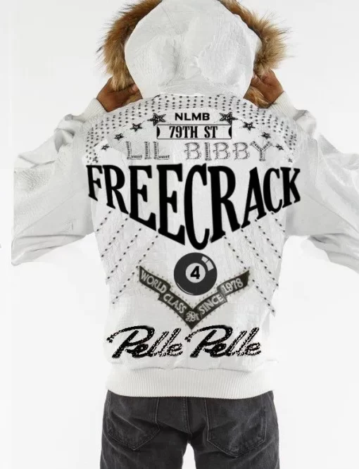 Pelle Pelle Freecrack White Fur Hood Leather Jacket, pellepelle.us