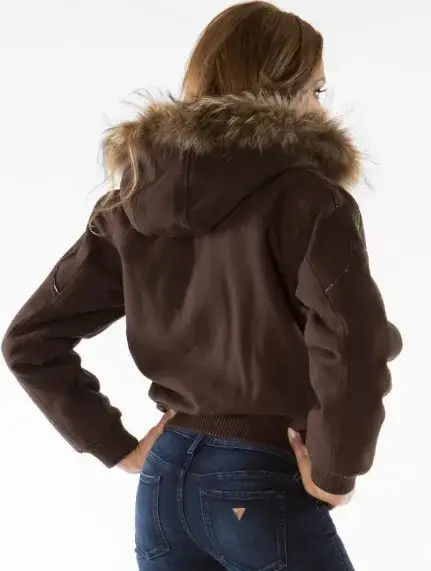 Pelle Pelle Hooded Fur Dark Brown Jacket. pellepelle.us