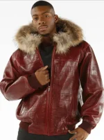 Shearling Fur Collar Leather Jacket