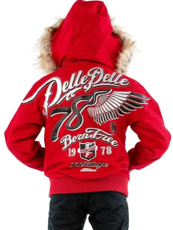 Pelle Pelle Kids 78 Born Free Red Wool Jacket, pellepelle.us