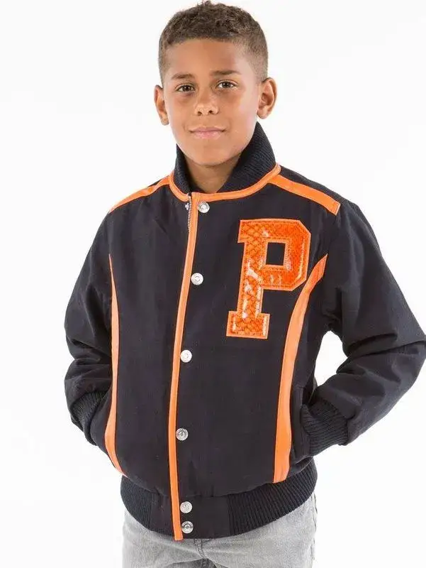 Pelle Pelle Kids Black & Orange Detroit Jacket, pellepelle.us