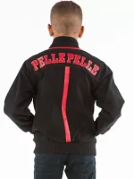 Pelle Pelle Kids Black And Red Detroit Jacket, pellepelle.us