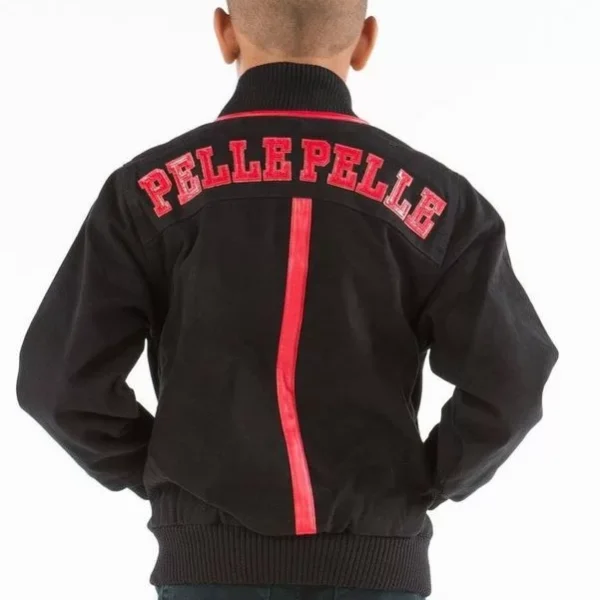 Pelle Pelle Kids Black And Red Detroit Jacket, pellepelle.us