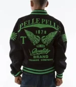 Pelle Pelle Kids Black Green Wool Varsity Jacket