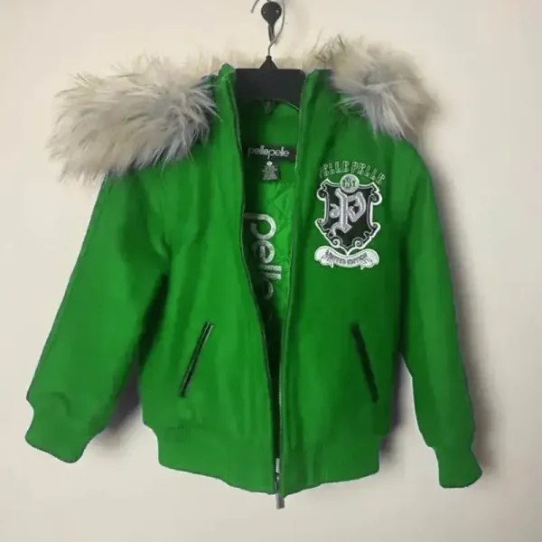 Pelle Pelle Kids Green Limited Edition Wool Jacket, pellepelle.us