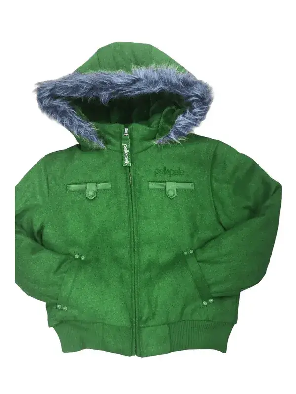 Pelle Pelle Kids Hooded Green Bomber Jacket pellepelle.us