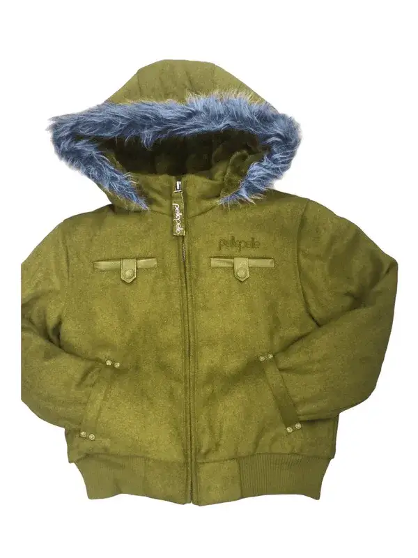 Pelle Pelle Kids Hooded Light Green Bomber Jacket, pellepelle.us