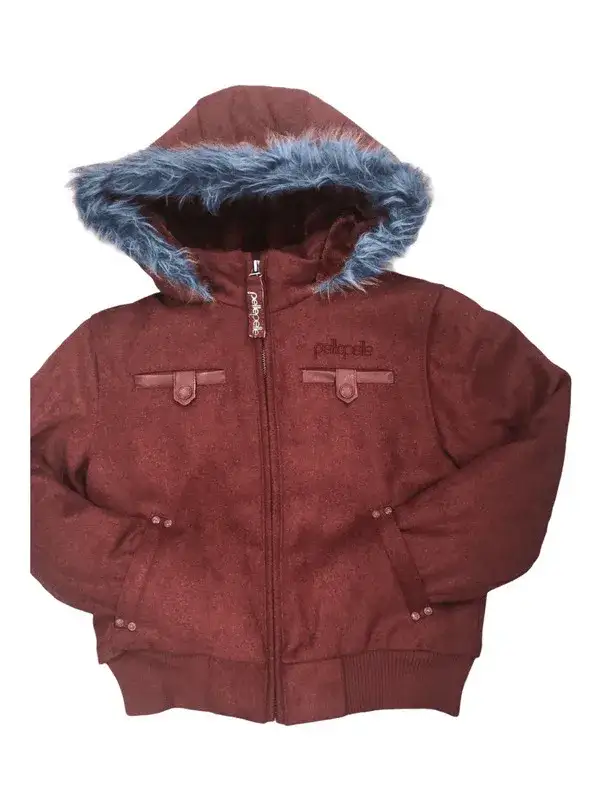 Pelle Pelle Kids Hooded Maroon Bomber Jacket