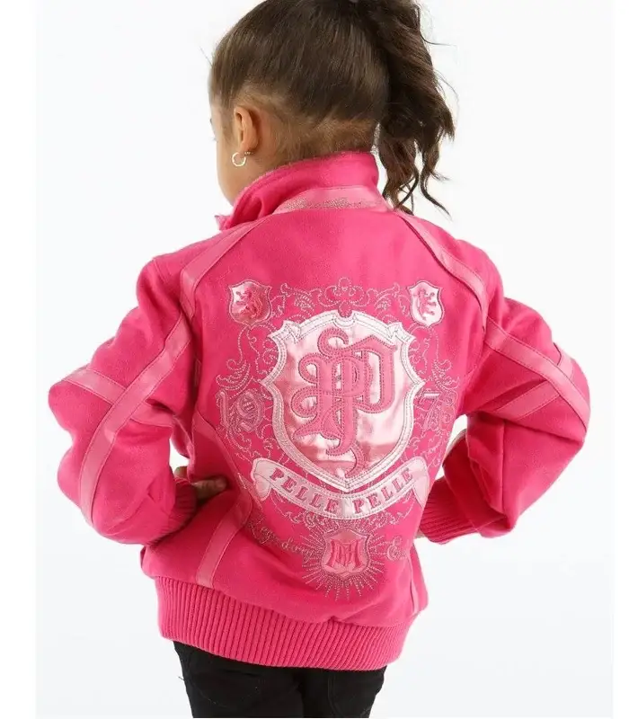 Pelle Pelle Kids Pink MB Wool Jacket, pellepelle.us