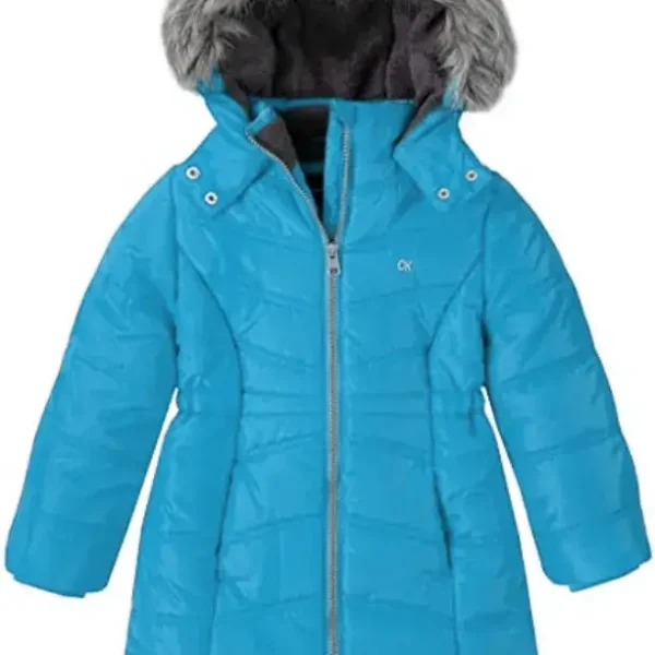 Pelle Pelle Kids Long Puffer Aerial Cabaret Turquoise Coat, pellepelle.us