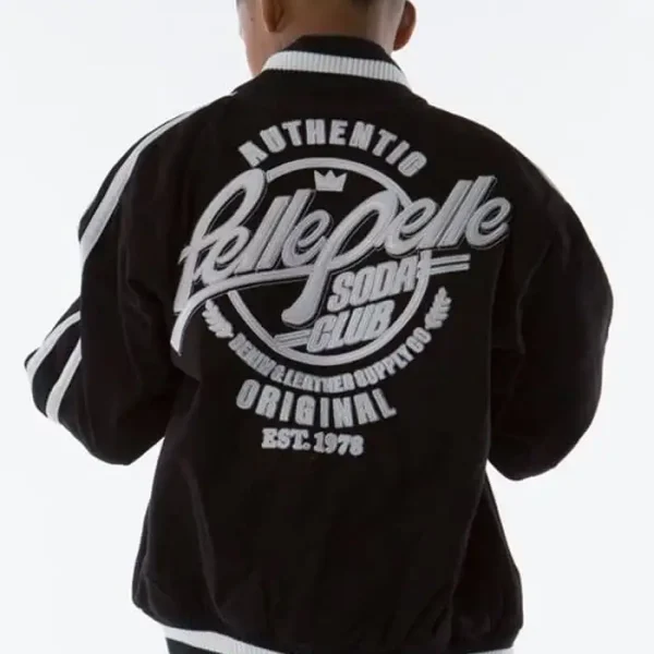 Pelle Pelle Kids Black Soda Club Wool Jacket, pellepelle.us