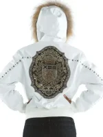 Pelle Pelle Ladies Mb Emblem White Jacket, pellepelle.us