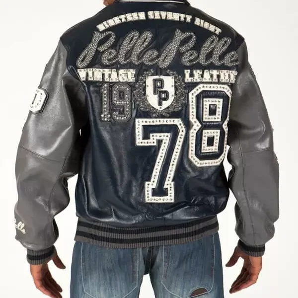 Pelle Pelle Legends 1978 Navy Blue Leather Jacket, pellepelle.us