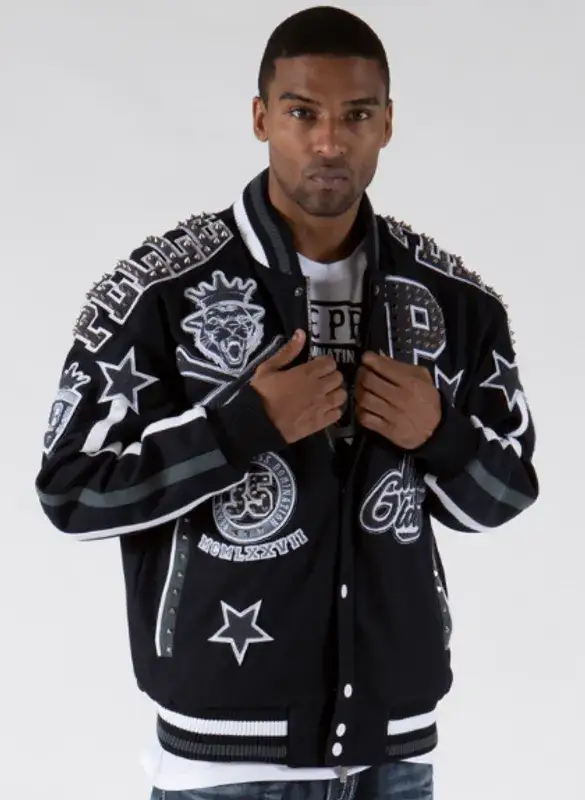 Pelle Pelle Limited Edition Black Varsity Jacket, pellepelle.us