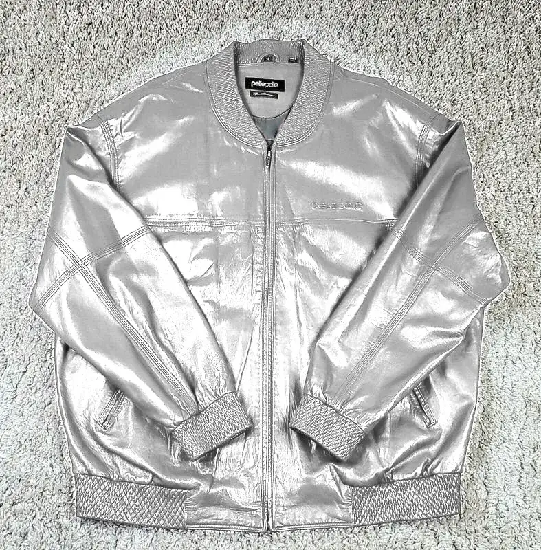 Pelle Pelle Marc Buchanan Custom Metallic Gray Leather Jacket