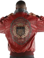 Pelle Pelle Mb Emblem Maroon Leather Jacket, pellepelle.us