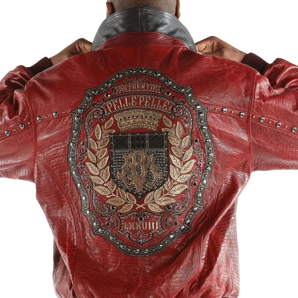 Pelle Pelle Mb Emblem Maroon Leather Jacket, pellepelle.us