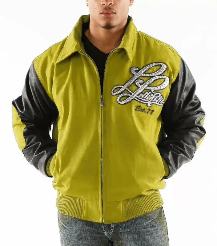 Pelle Pelle Mens 1978 Notorious Yellow Varsity Jacket pellepelle.us