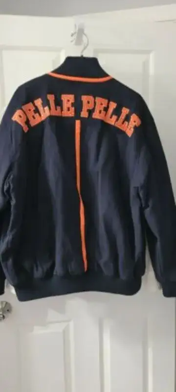 Pelle Pelle Mens Black & Orange Jacket, pellepelle.us