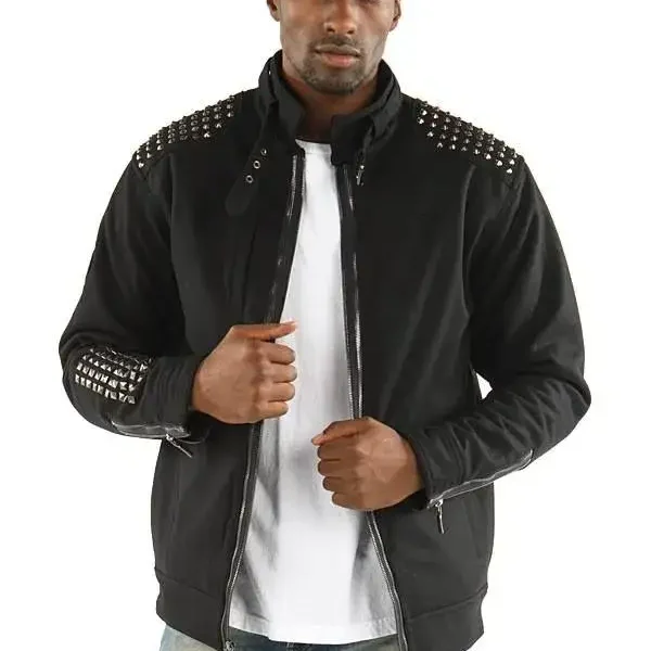 Pelle Pelle Mens Black Stand Up Collar Jacket, pellepelle.us