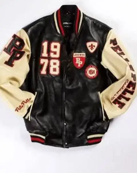 Pelle Pelle Black Varsity Leather Jacket, pellepelle.us