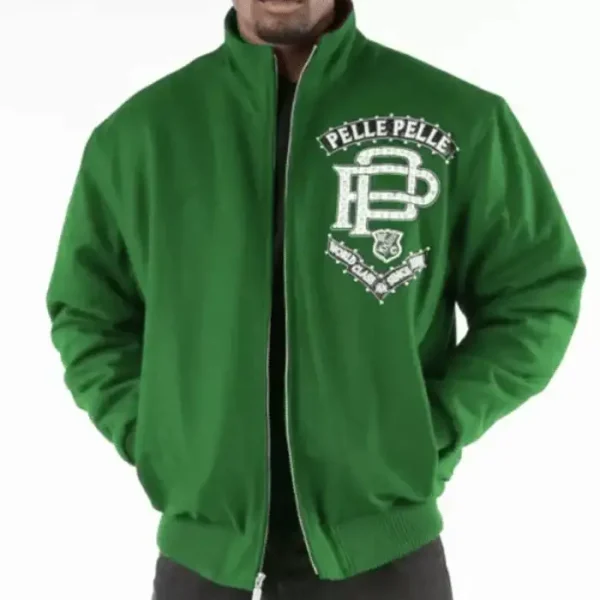 Pelle Pelle Elite Series Green Wool Jacket, pellepelle.us