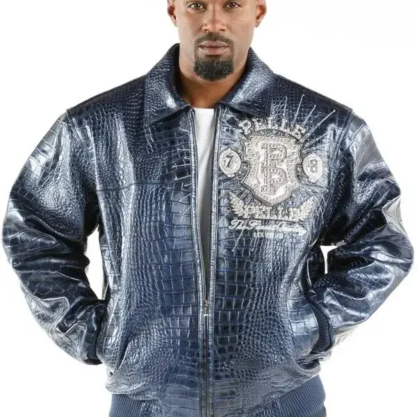 Pelle Pelle Mens Eye On The Prize Light Blue Jacket, pellepelle.us