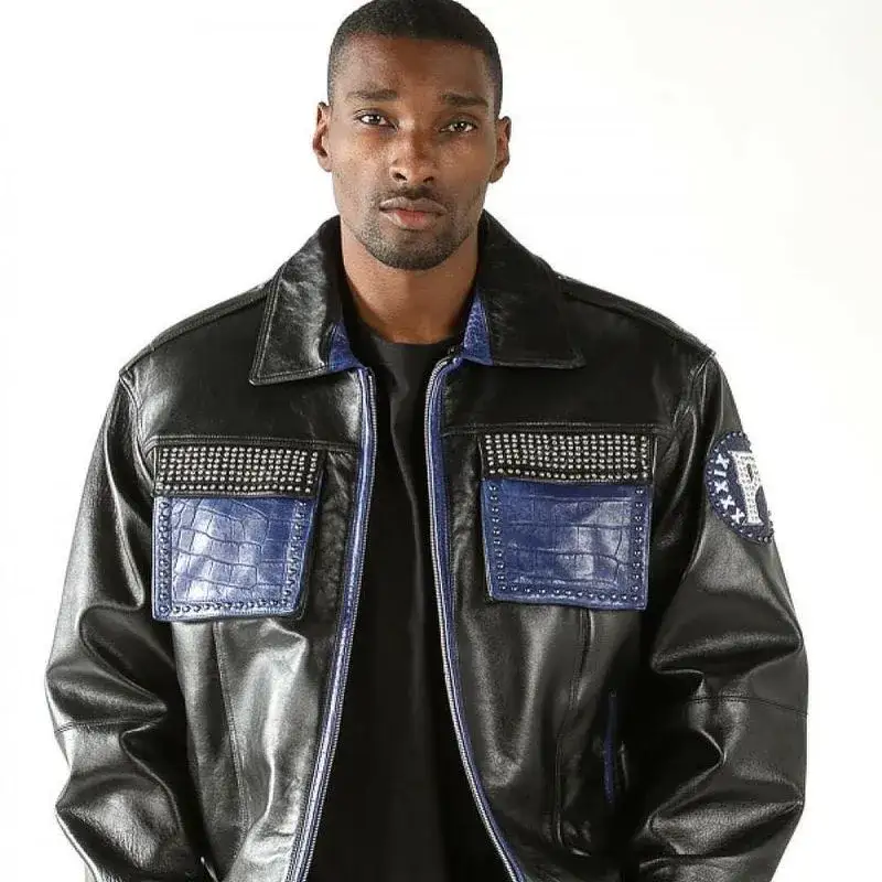 Pelle Pelle Mens Fighter Black Jacket, pellepelle.us