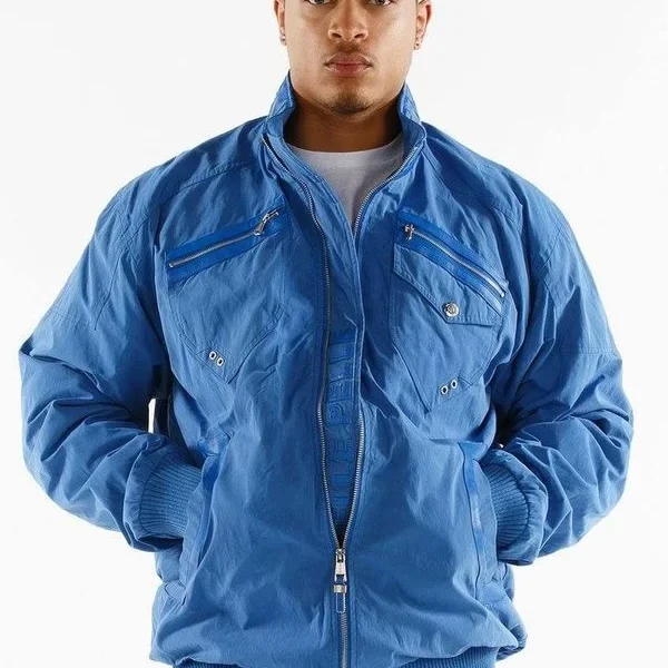 Pelle Pelle Biker Men Blue Cotton Jacket, pellepelle.us