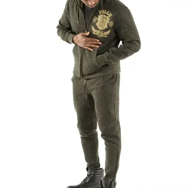 Pelle Pelle Mens Fortune Favors The Bold Olive Tracksuit, pellepelle.us