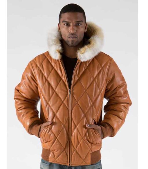 Pelle Pelle Brown Quilted Fur Hood Jacket, pellepelle.us