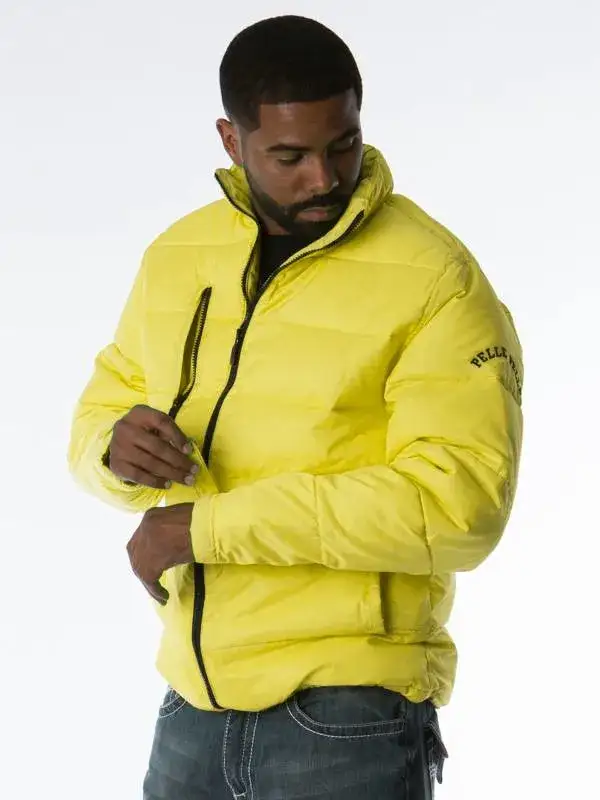 Pelle Pelle Mens March Buchanan Yellow Puffer Jacket, pellepelle.us