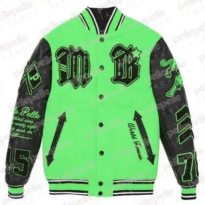 Pelle Pelle Green MB Varsity Plush Jacket, pellepelle.us